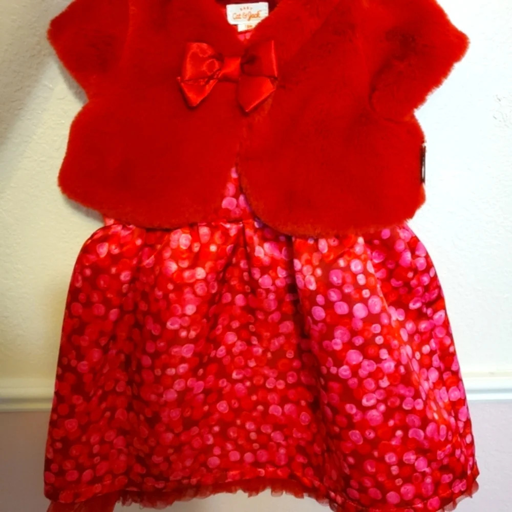 Cat and jack 18mo red fur vest dress